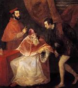 TIZIANO Vecellio Pope Paul III with his Nephews Alessandro and Ottavio Farnese oil painting on canvas